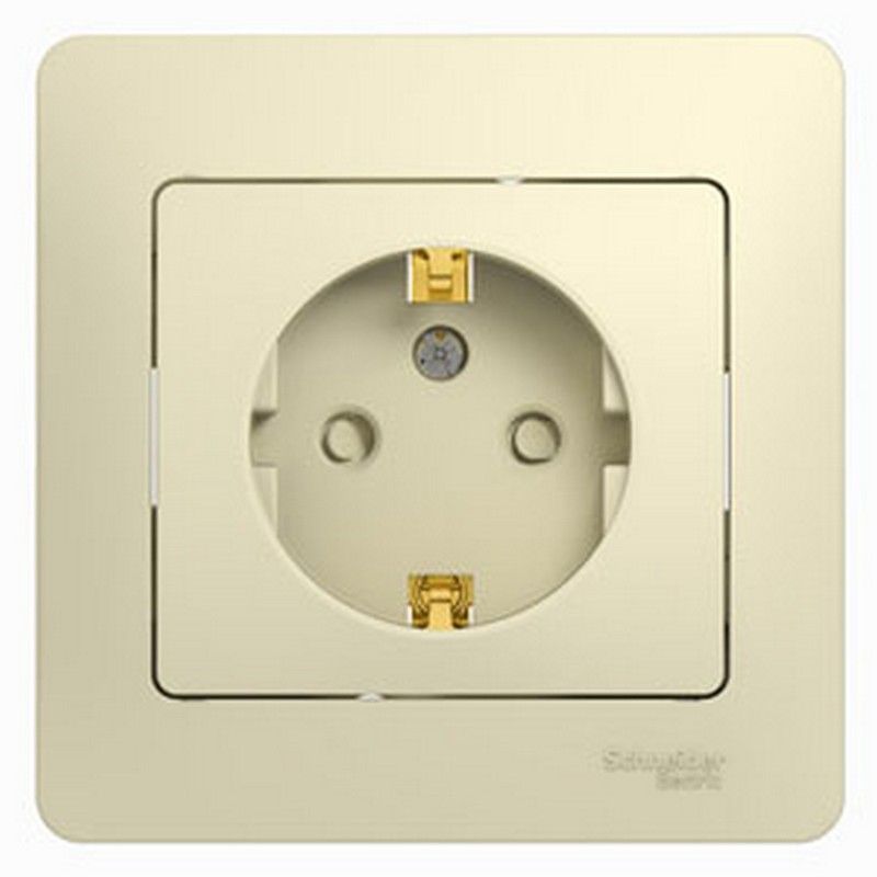 Glossa Бежевый Розетка Systeme Electric Glossa Бежевый с заземлением со шторками GSL000244