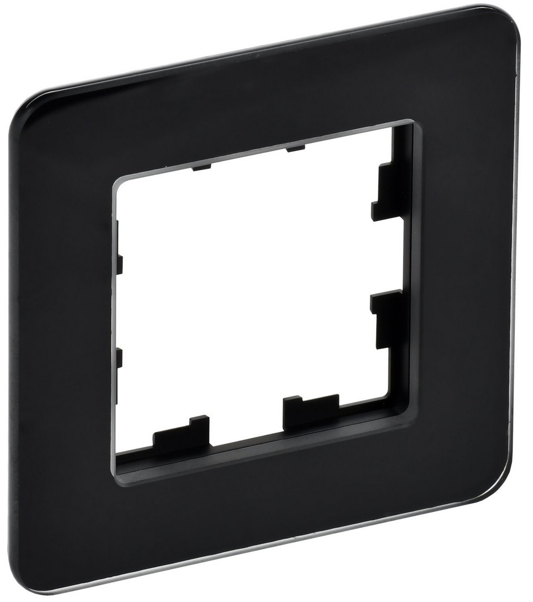 IEK Brite Рамки Рамка IEK BRITE DECOR Черный матовый стекло скругл.угол 1-мест. РУ-1-2-Бр RE BR-M12-G-41-K02