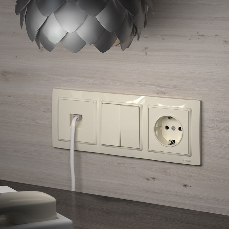 Werkel Слоновая кость механизмы Выключатель Werkel двухклавишный проходной слоновая кость W1122003