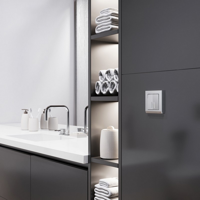 Werkel Серебряный матовый Выключатель Werkel двухклавишный с подсветкой (серебряный матовый) W1120165