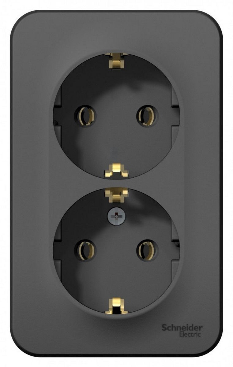 Blanca антрацит розетки и выключатели Розетка SE Blanca 2-ая Антрацит наружный с/з без шторок BLNRA010206