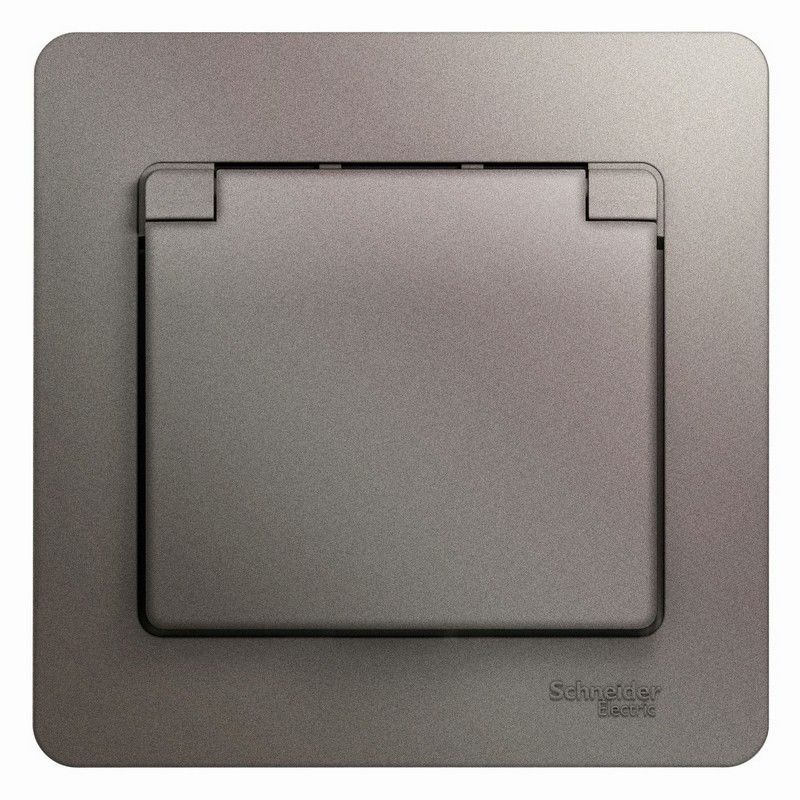 Glossa Платина Розетка Systeme Electric Glossa Платина с-з со шторками с крышкой IP20 GSL001246
