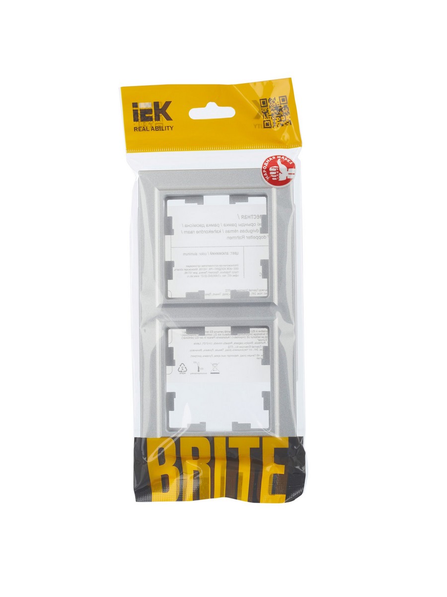 IEK Brite Рамки Рамка IEK BRITE 2-местная РУ-2-БрА алюминий BR-M22-K47