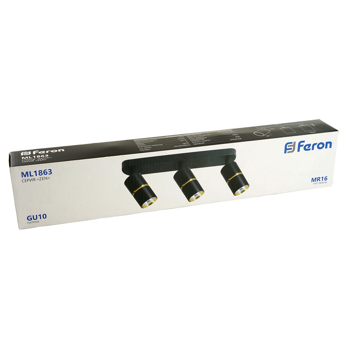 Светильники споты светодиодные Светильник спот Feron ML1863 ZEN настенно-потолочный GU10 чёрный золото 48645 