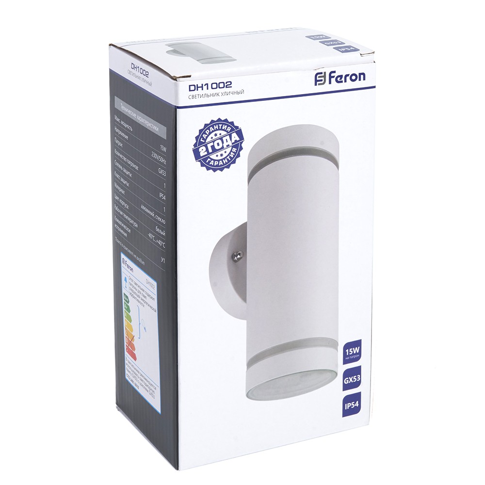 Уличные настенные светильники Светильник садово-парковый Feron DH1002 на стену вверх/вниз 230V белый 48316 