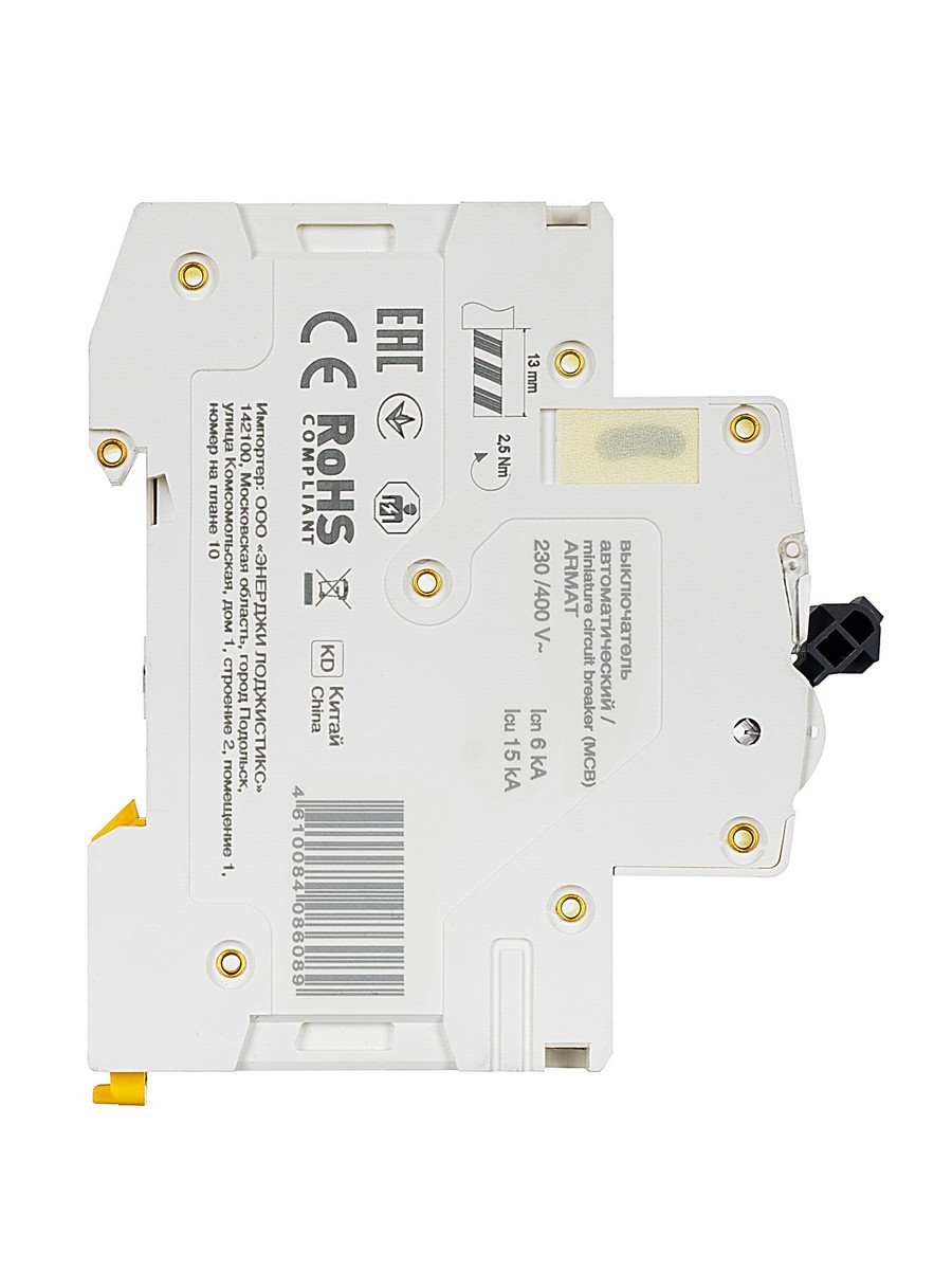 1 полюсные (однополюсные) Автоматический выключатель IEK ARMAT M06N 1P D 6А AR-M06N-1-D006 