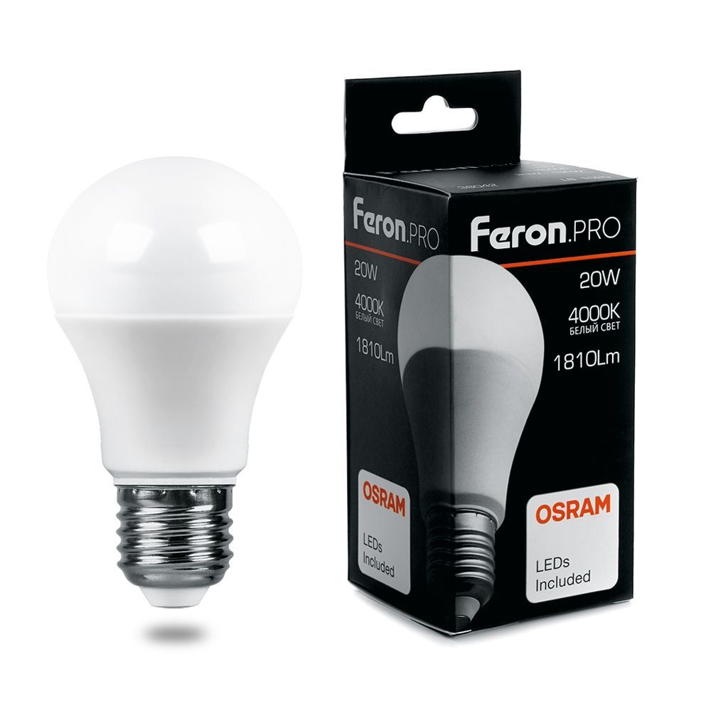 E27 Лампа светодиодная Feron.PRO LB-1020 Шар E27 20W 4000K OSRAM LED 38042