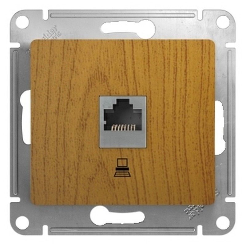 Glossa Дуб Розетка компьютерная Systeme Electric Glossa Дерево Дуб RJ45 кат.5E GSL000581K
