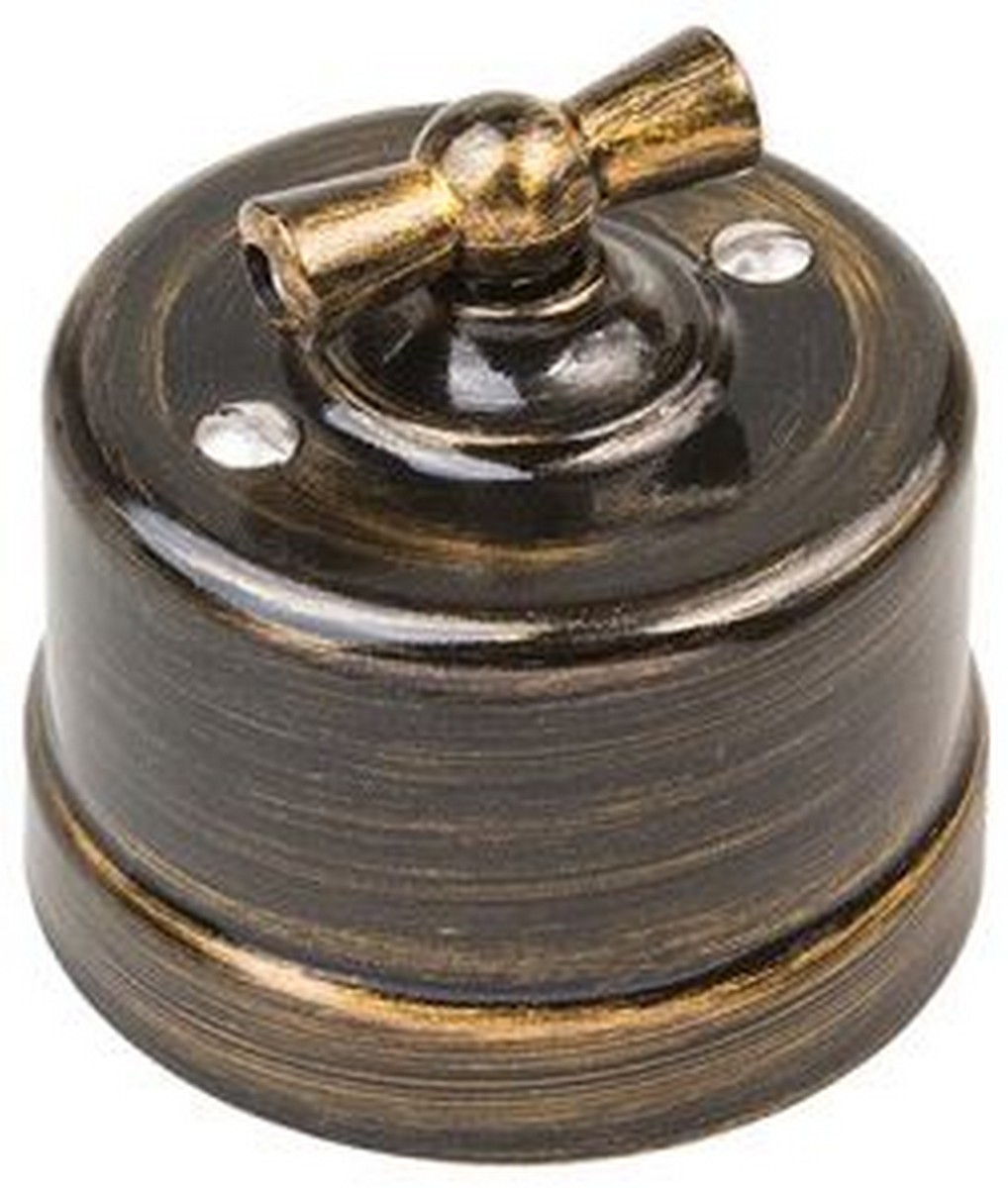 Bironi Лизетта - Ретро розетки и выключатели Выключатель 2-кл BIRONI Пластик Бронза B1-202-25