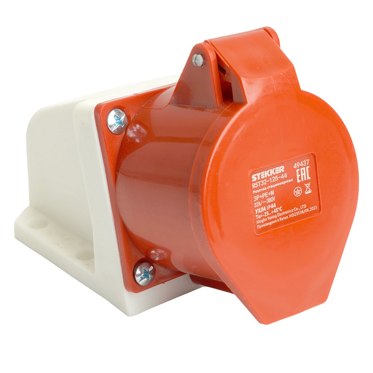 Силовые разъемы и вилки Розетка STEKKER стационарная ST-125 32А 380В 3P+PE+N IP44 RST32-125-44 49437