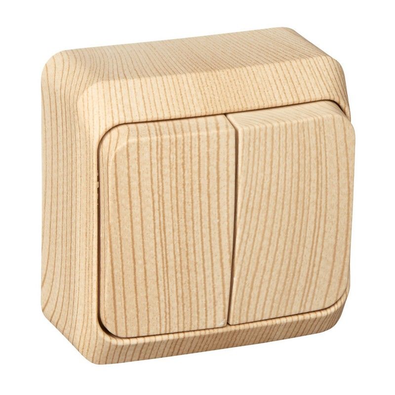 Этюд Дача Выключатель 2-клавишный Systeme Electric Этюд наружный Дача Сосна BA10-002D