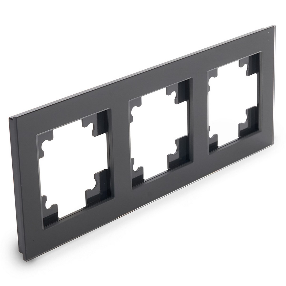 Катрин - Розетки и выключатели Stekker Рамка 3-местная стекло STEKKER GFR00-7003-05 серия Катрин черный 39520