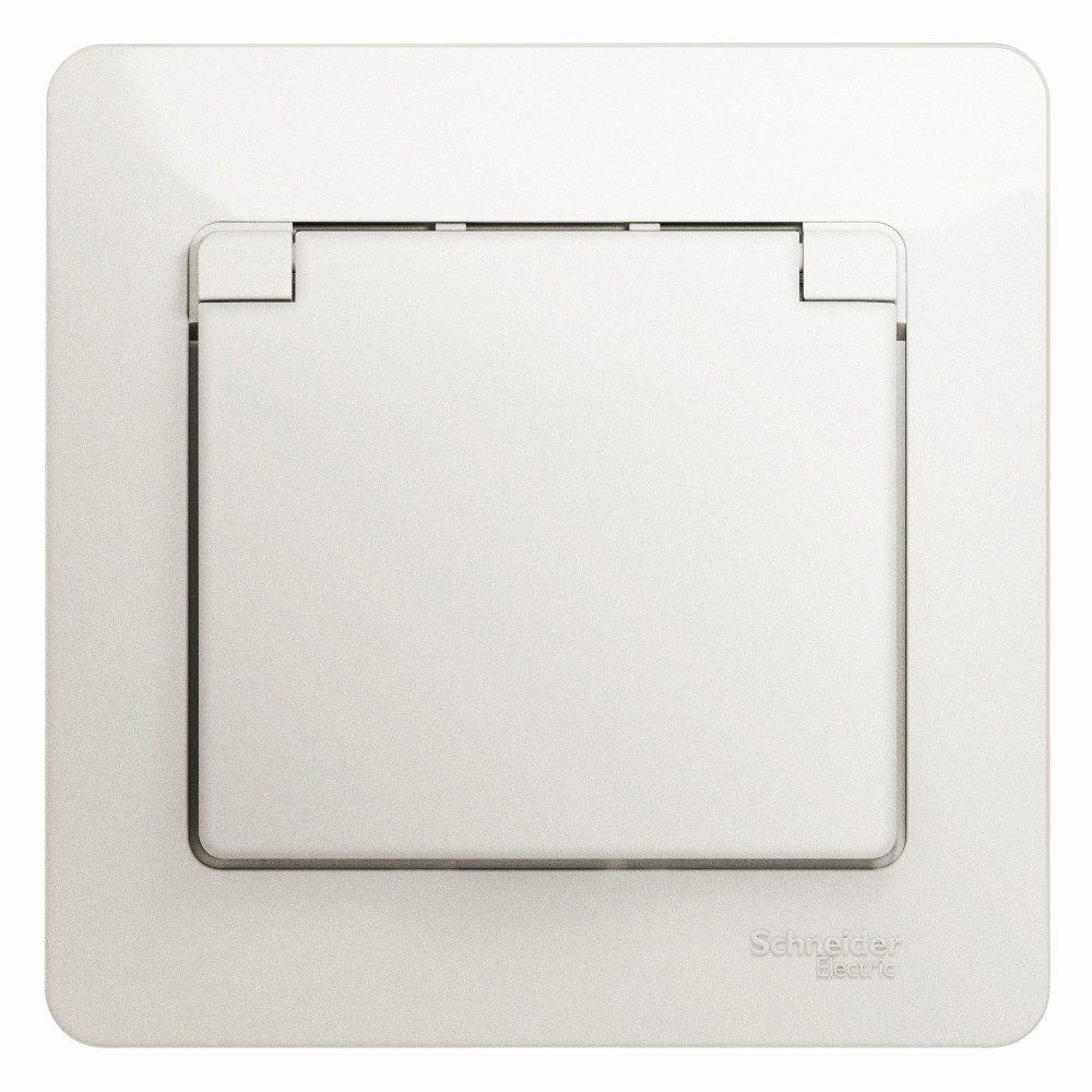 Glossa Перламутр Розетка Systeme Electric Glossa Перламутр с/з со шторками с крышкой, 16А, GSL000646