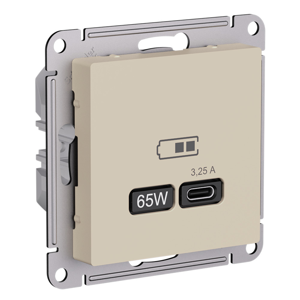AtlasDesign Песочный Розетка Systeme Electric AtlasDesign Песочный USB тип-C 65Вт высокоскорзаряд QCPD ATN001227
