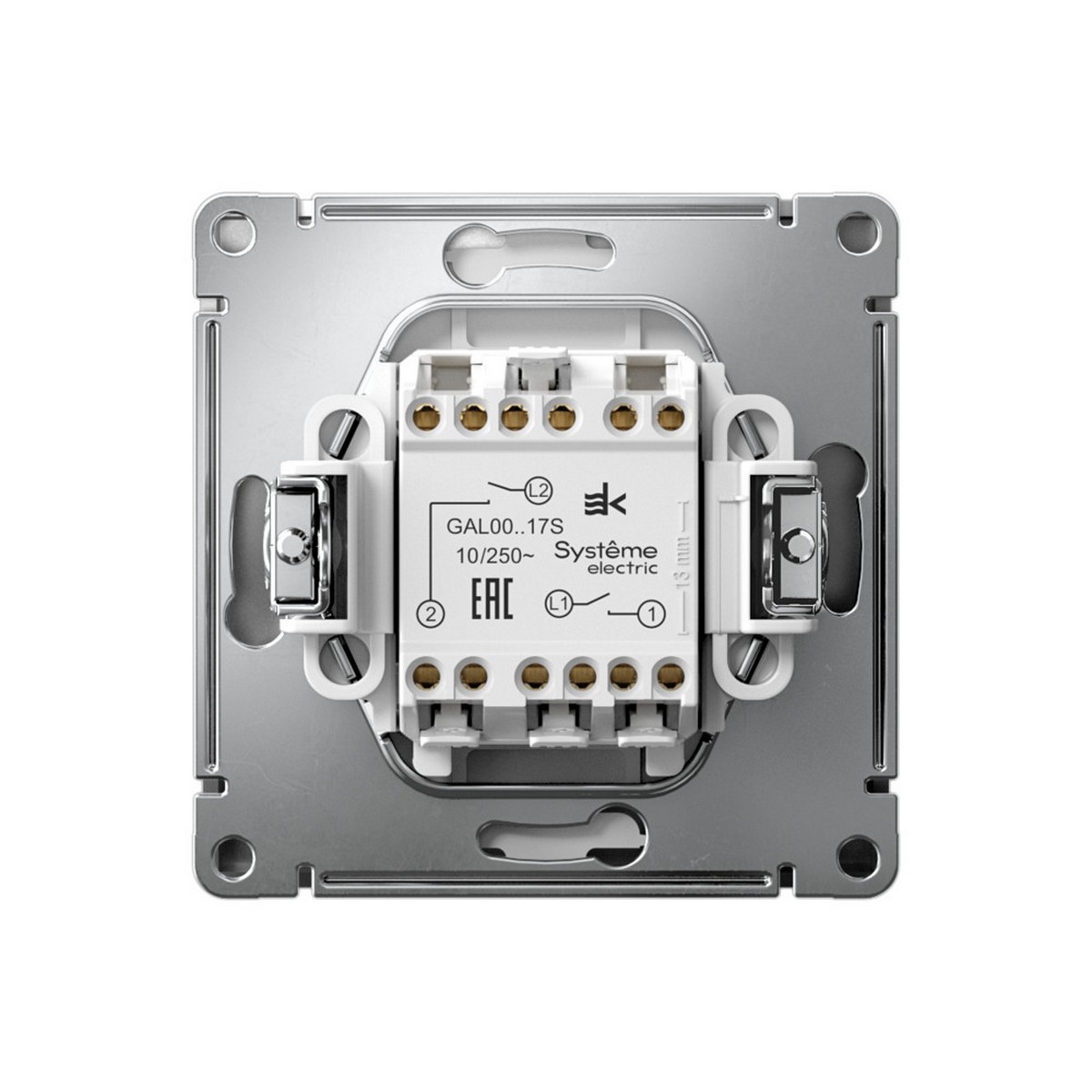 ArtGallery Сталь Выключатель SE ArtGallery Сталь 2-клавишный кнопочный, быстрозажим. клем. GAL000917S