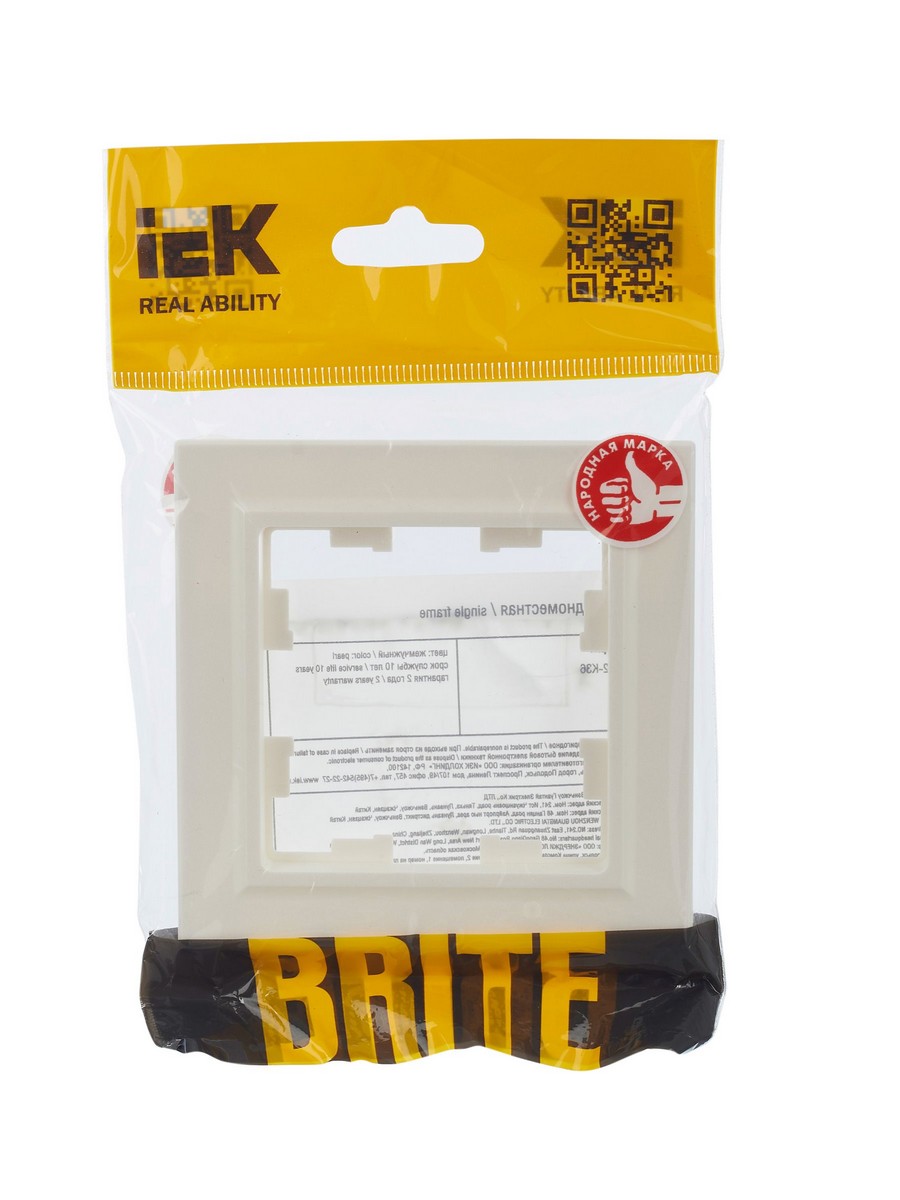 IEK Brite Рамки Рамка IEK BRITE 1-местная РУ-1-БрЖ жемчуг BR-M12-K36