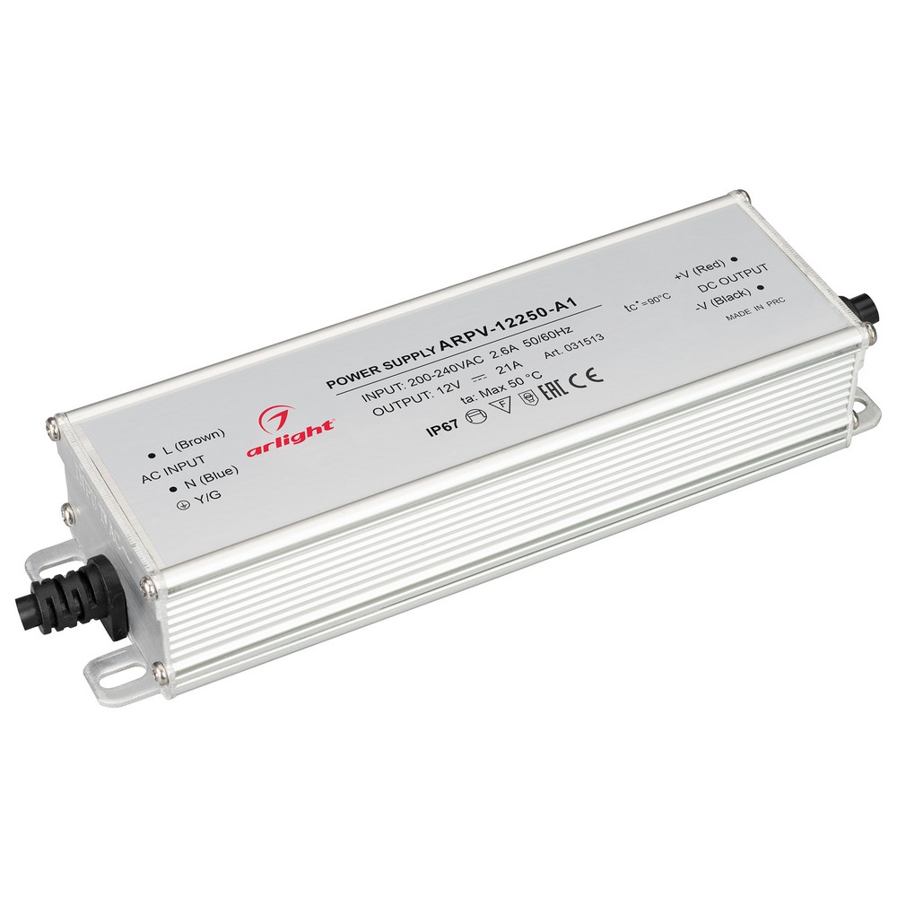 Блоки питания для светодиодной ленты Блок питания Arlight ARPV-12250-A1 (12V, 21A, 252W) (IP67 Металл, ) 031513 