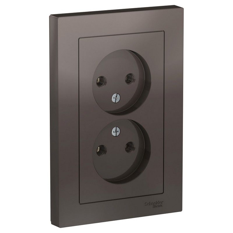 AtlasDesign Мокко Розетка Systeme Electric AtlasDesign Мокко б/з двойная, 16А, в сборе ATN000620