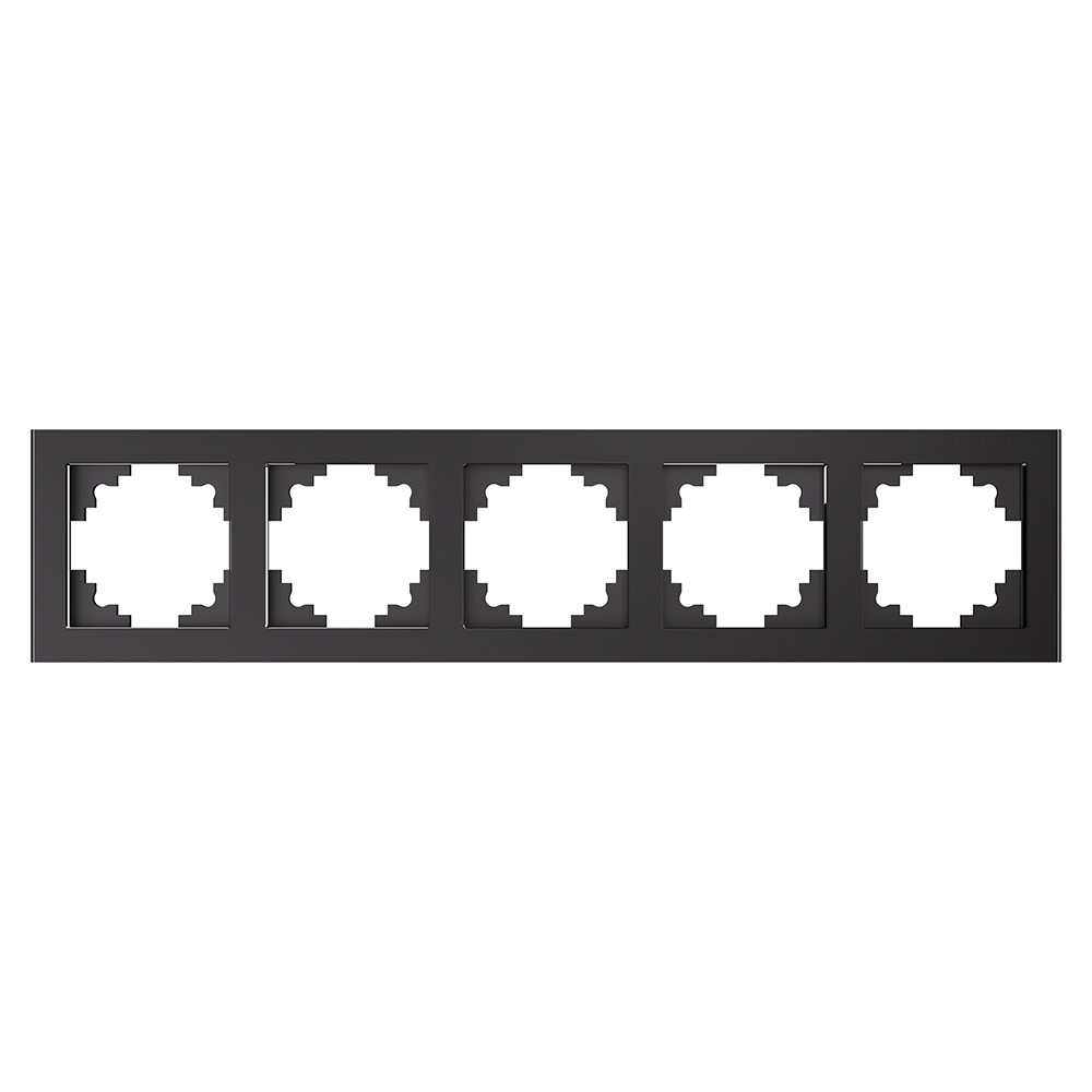 Катрин - Розетки и выключатели Stekker Рамка 5-местная стекло STEKKER GFR00-7005-06 серия Катрин графит 39642