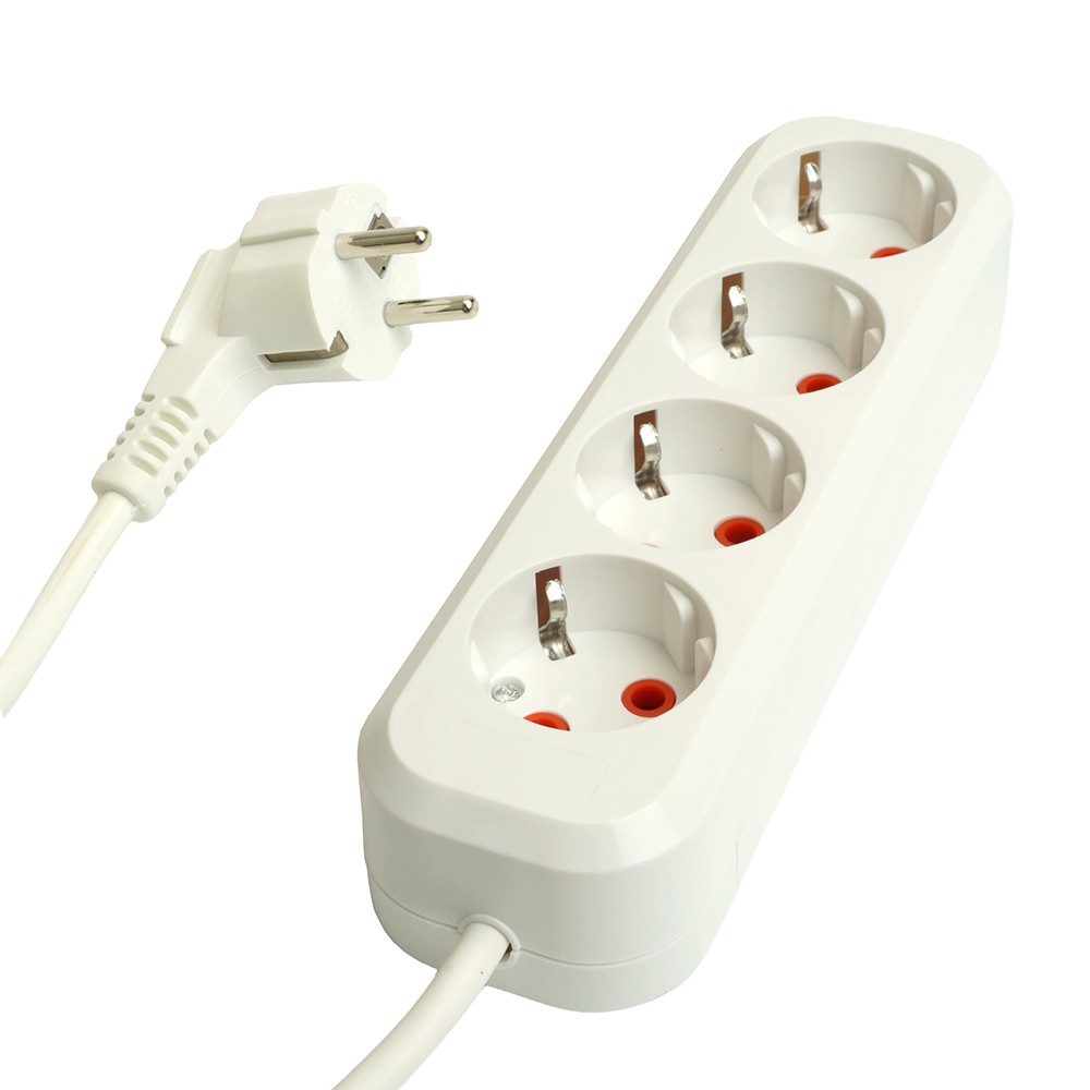 Колодки и удлинители, тройники Удлинитель STEKKER четырехместный с/з HM06-40-03 3м Home (У10-429) белый 49351