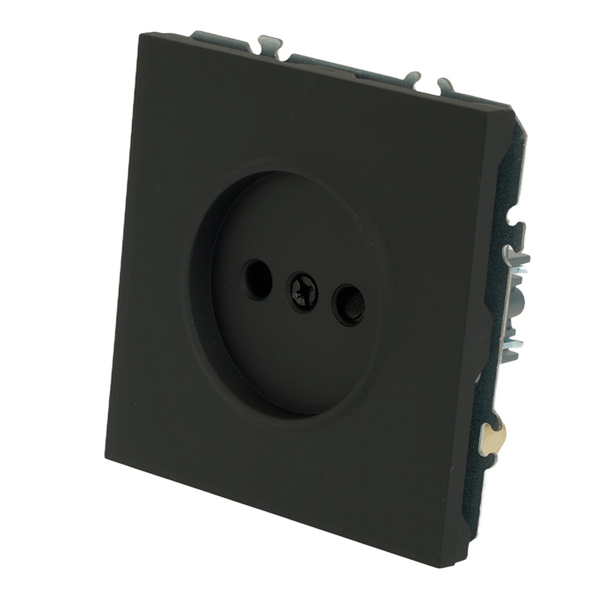 Эмили - Розетки и выключатели Stekker Розетка 1-ая с защитной шторкой б/з STEKKER Эмили RST16-5109-05 черный уголь soft touch 49850