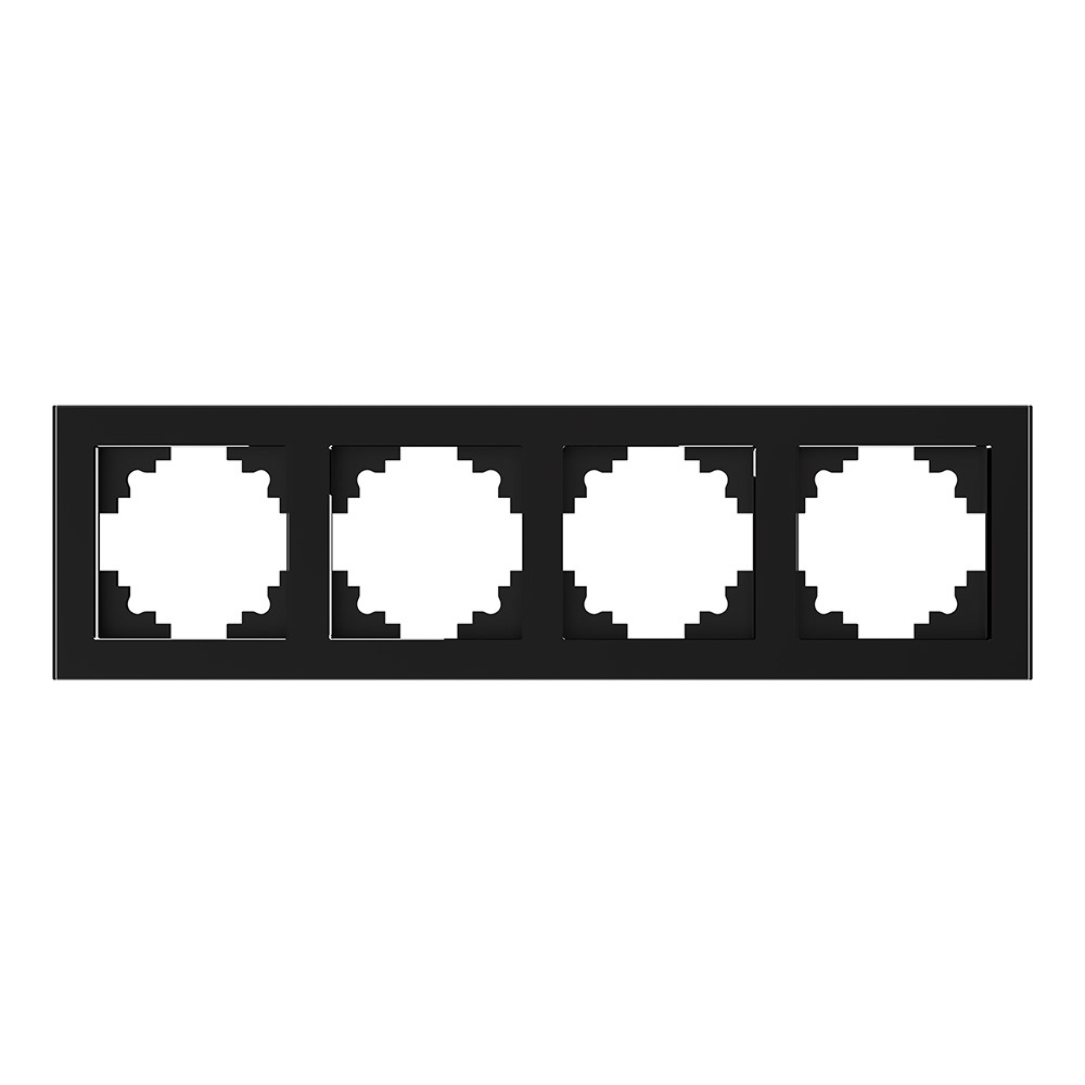 Катрин - Розетки и выключатели Stekker Рамка 4-местная стекло STEKKER GFR00-7004-05 серия Катрин черный 39521