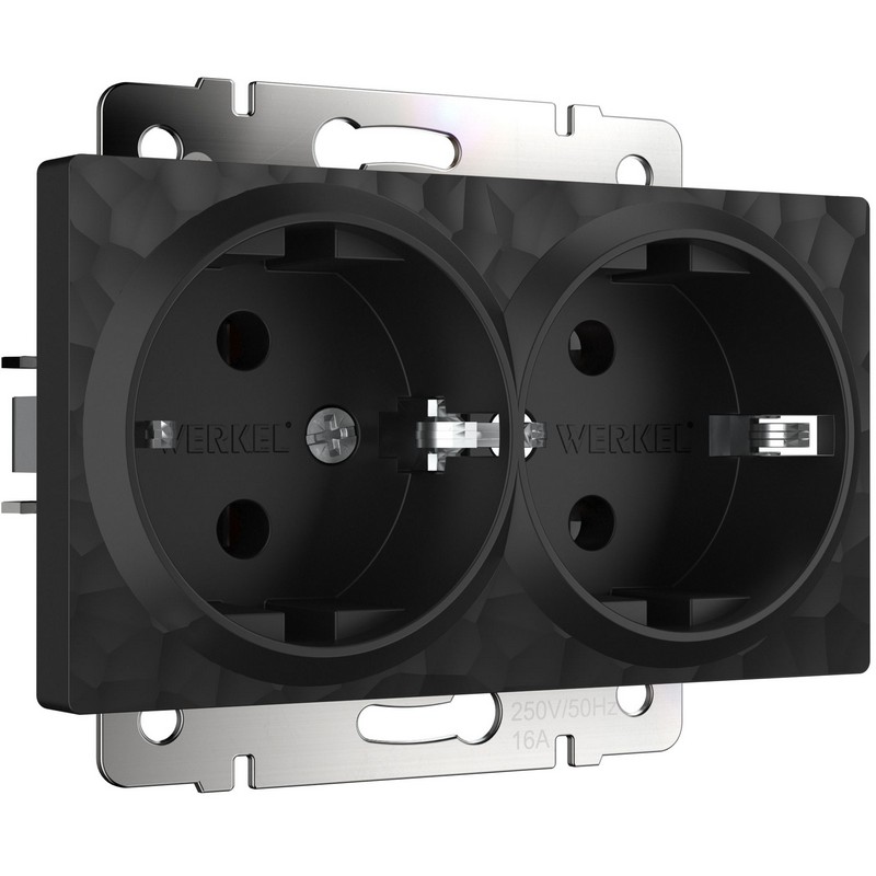 Werkel Черный Hammer механизмы Розетка Werkel Hammer двойная с заземлением черный W1272008