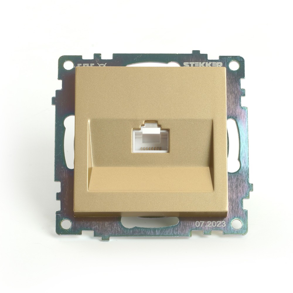 Катрин - Розетки и выключатели Stekker Розетка компьютерная 1-местная RJ-45 STEKKER GLS00-7107-08 Катрин золото 49227