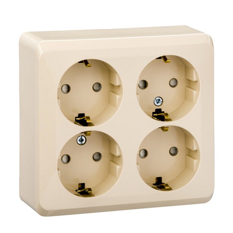 Этюд Кремовый Розетка 4-ая Systeme Electric Этюд наружный Бежевый с/з со шторками PA16-208K