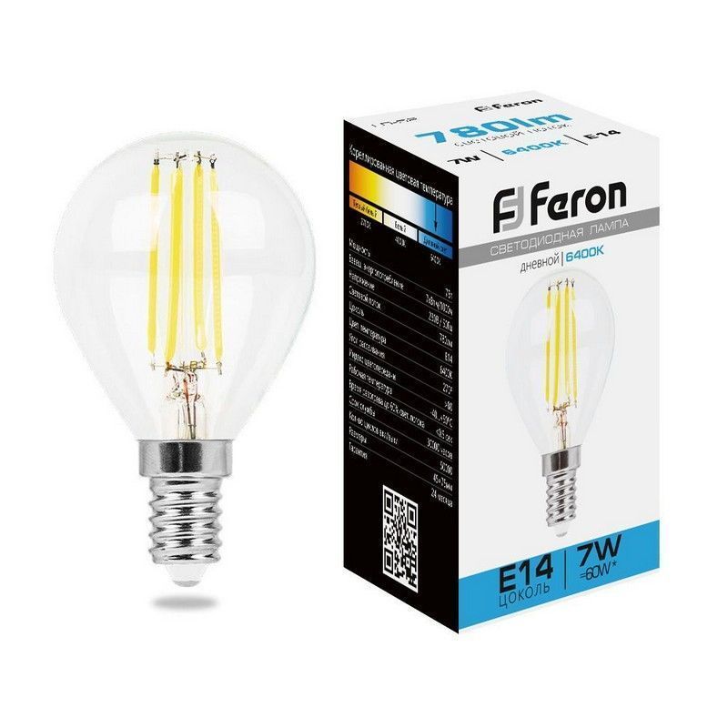 E14 Лампа светодиодная Feron LB-52 Шарик E14 7W 6400K 38221 