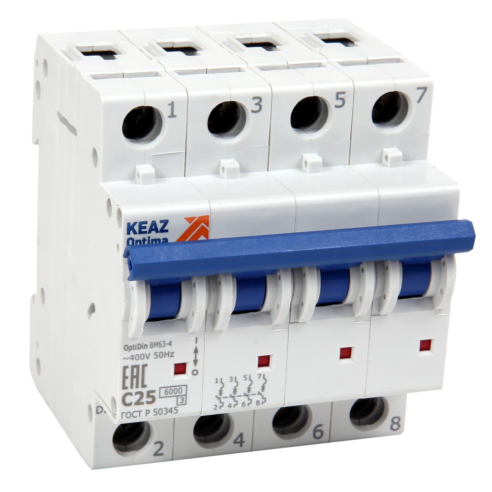 КЭАЗ Автоматический выключатель КЭАЗ OptiDin BM63 4P 40A C 6кА AC (BM63-4C40-УХЛ3) 260894