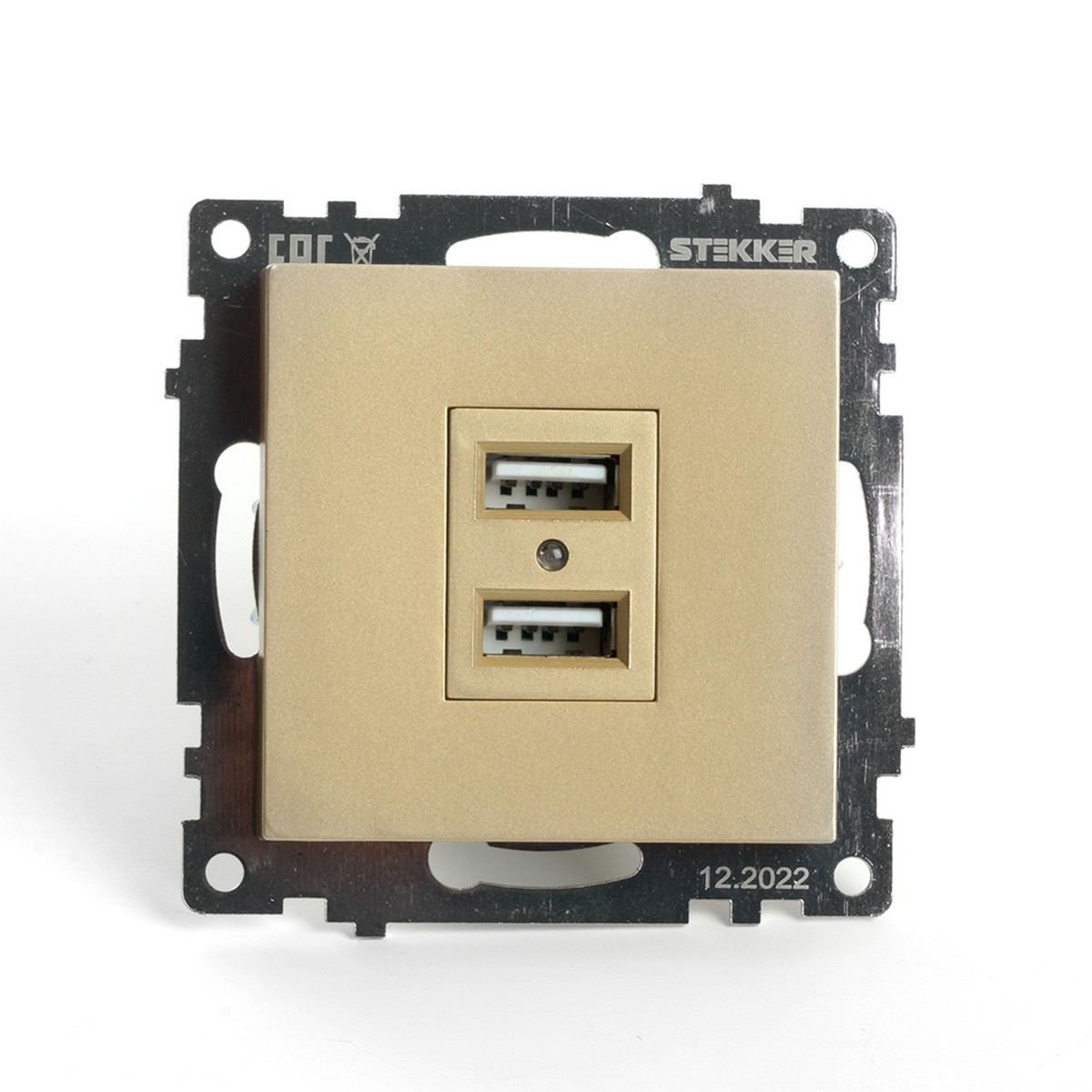 Катрин - Розетки и выключатели Stekker Розетка USB 2-местная STEKKER GLS10-7115-08 250B 21А Катрин золото 49229