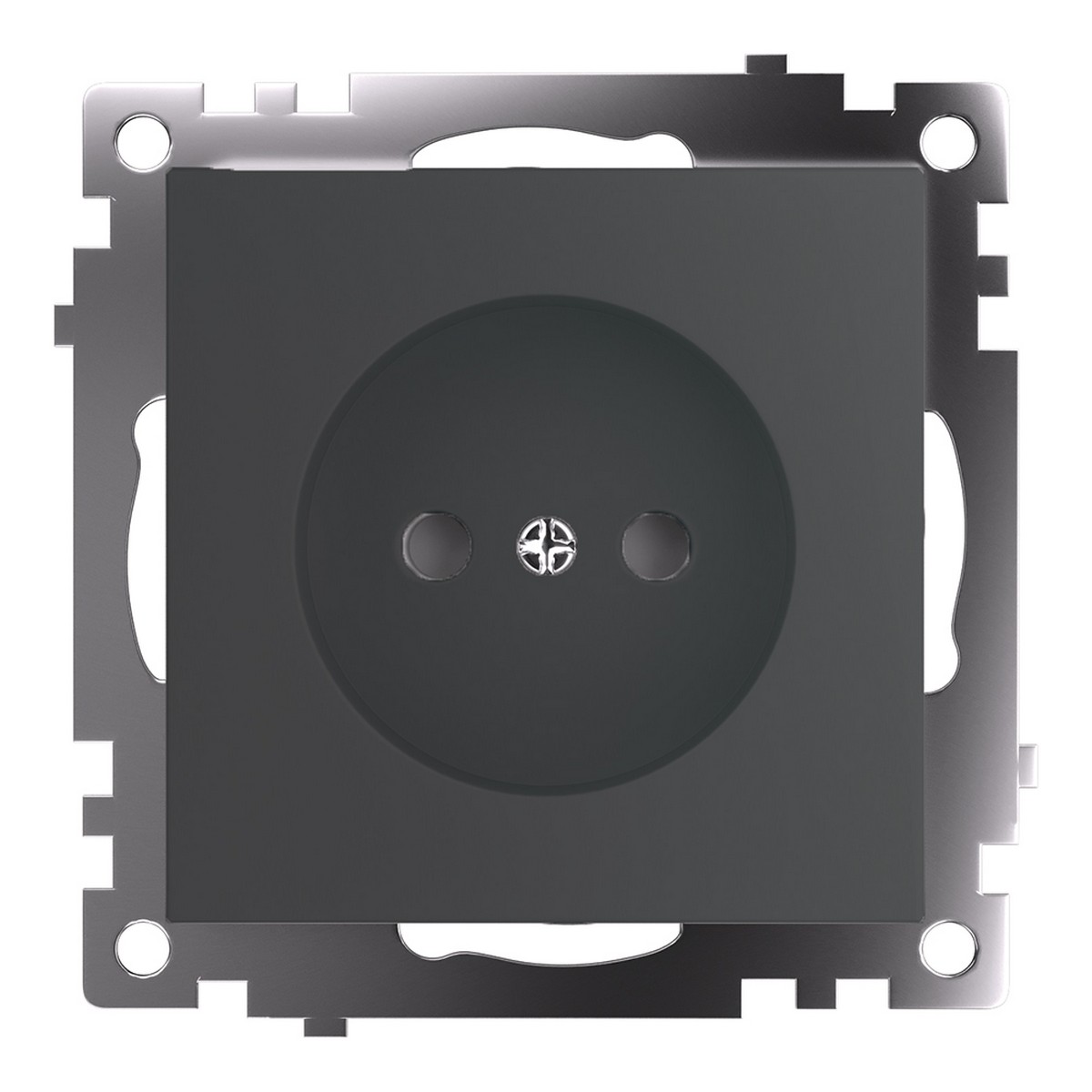 Катрин - Розетки и выключатели Stekker Розетка 1-местная б/з STEKKER GLS10-7109-06 250V 10A с защ. шторкой Катрин графит 49420