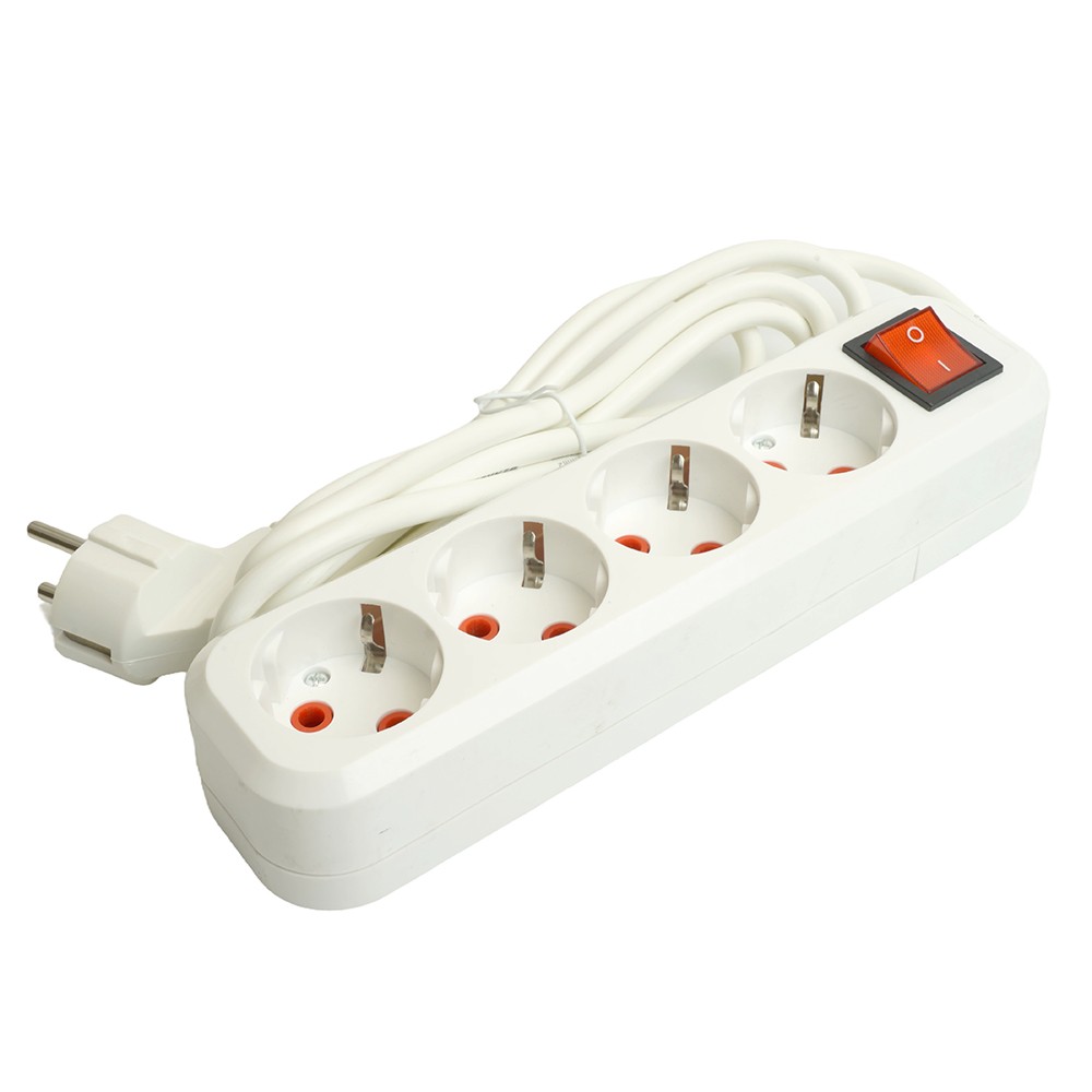 Колодки и удлинители, тройники Удлинитель STEKKER трехместный с/з с выключ. HM07-31-05 5м Home (У16А-002) белый 49355 