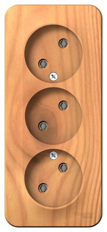 Blanca ясень розетки и выключатели Розетка SE Blanca 3-ая Ясень наружный б/з без шторок изолир. пластина BLNRA000315