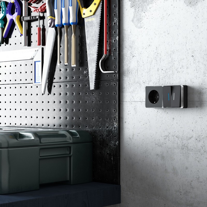 Werkel Gallant черный хром Выключатель Werkel двухклавишный с подсветкой Gallant (черный/хром) W5020135