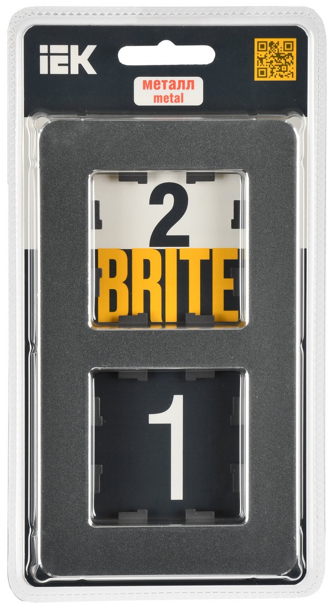 IEK Brite Рамки Рамка IEK BRITE DECOR Титан металл. скругл.угол 2-м РУ-2-1-Бр RE BR-M22-M-01-K48