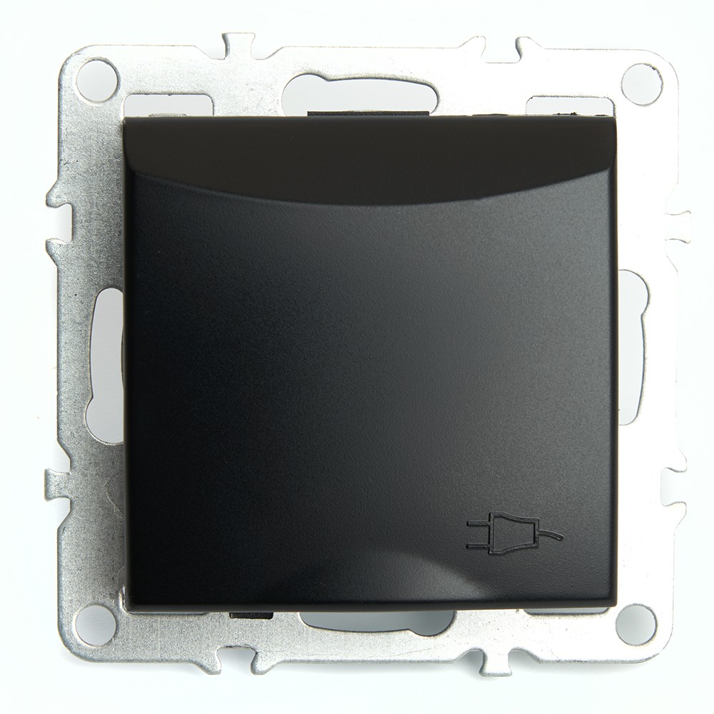 Эрна - Розетки и выключатели Stekker Розетка 1-местная с/з с крышкой STEKKER PST16-9112-03 16А с защ. шторкой Эрна черный 49156