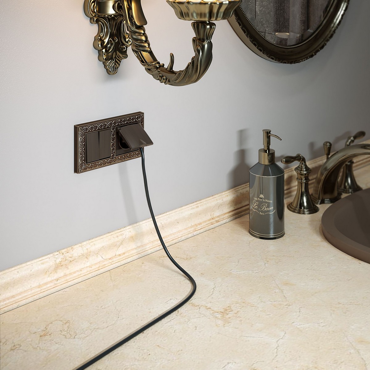 Werkel Бронзовый механизмы Накладка для розетки Werkel IP44 с крышкой (бронзовый) W1179212 a051066