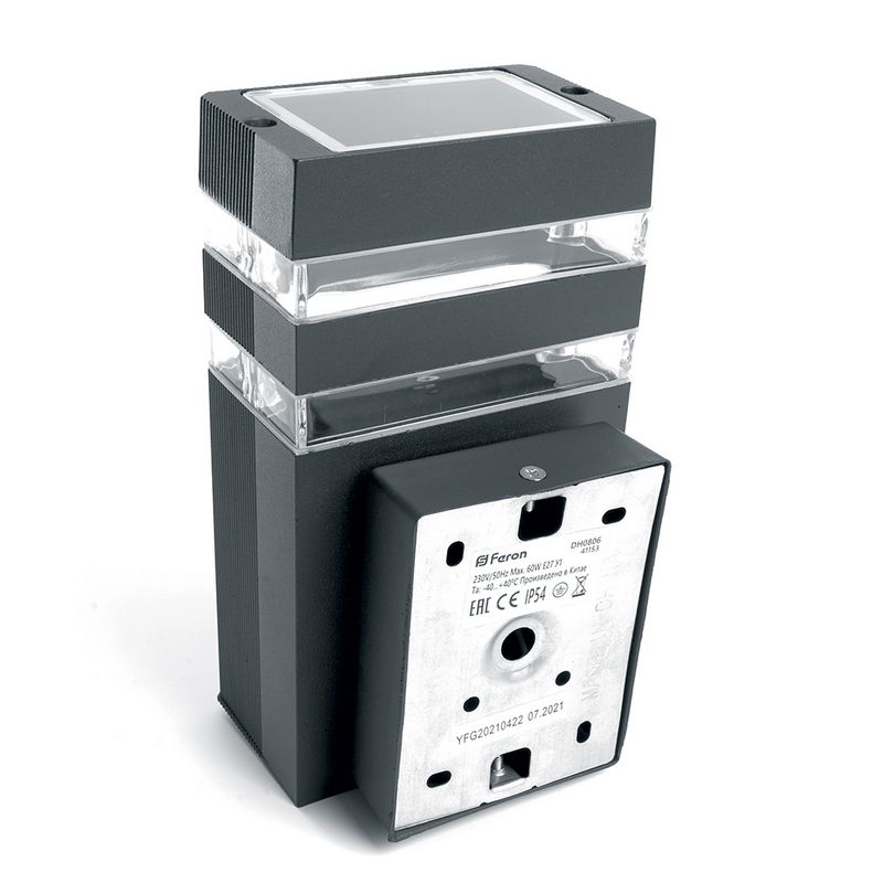 Уличные настенные светильники Светильник садово-парковый Feron DH0806 на стену вверх  E27 230V черный 41153 