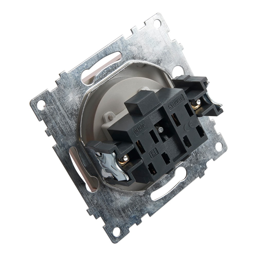 Катрин - Розетки и выключатели Stekker Розетка 1-местная с/з STEKKER GLS16-7110-03 250V 16А с защ. шторкой Катрин серебро 39582