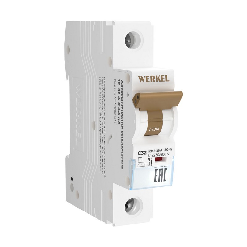 Werkel Автоматический выключатель Werkel 1P 32 A C 4,5 кА W901P324