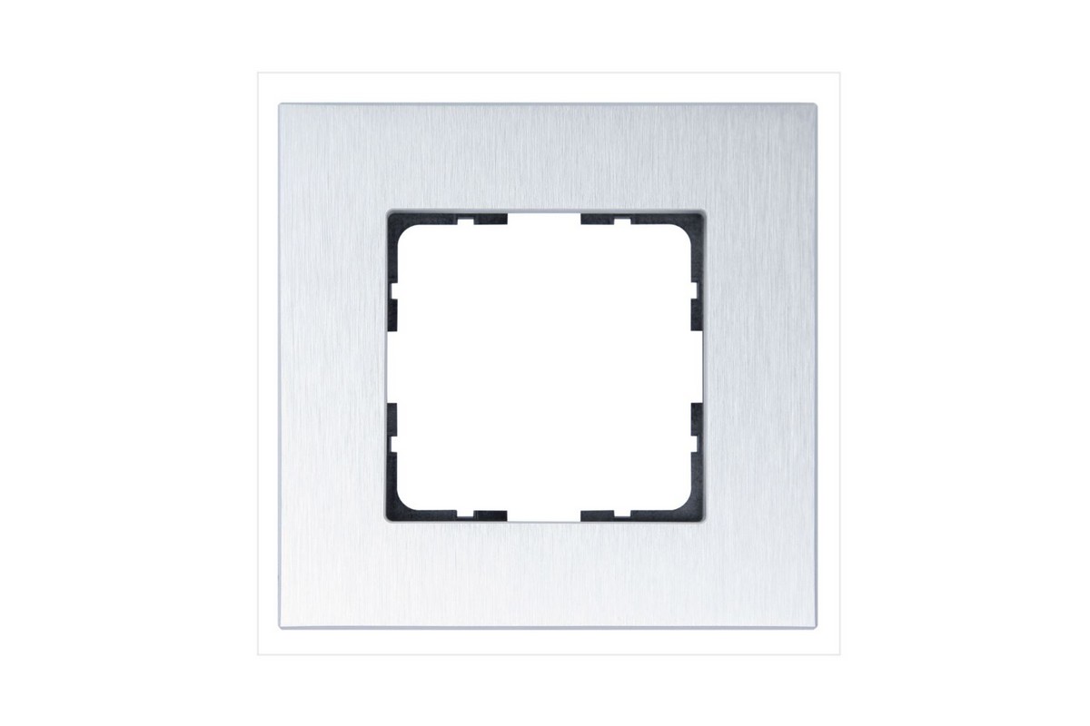 JASMART G - розетки и выключатели Рамка JASMART 1-постовая алюминий METAL G1001AS