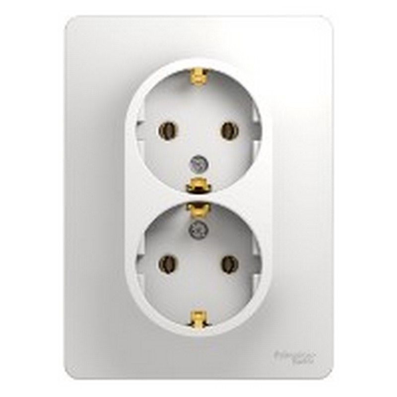 Glossa Белый Розетка Systeme Electric Glossa Белый 2-я с заземлением (в сборе с рамкой) GSL000124