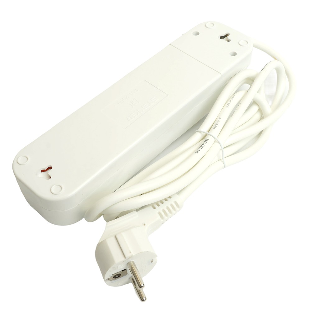 Колодки и удлинители, тройники Удлинитель STEKKER трехместный с/з с выключ. HM07-31-05 5м Home (У16А-002) белый 49355 