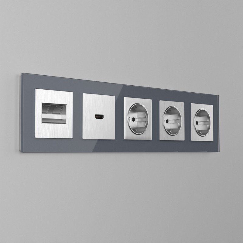 Werkel Серебряный рифленный механизмы Накладка Werkel для двойной розетки Еthernet RJ-45 (серебряный рифленый) W1191109