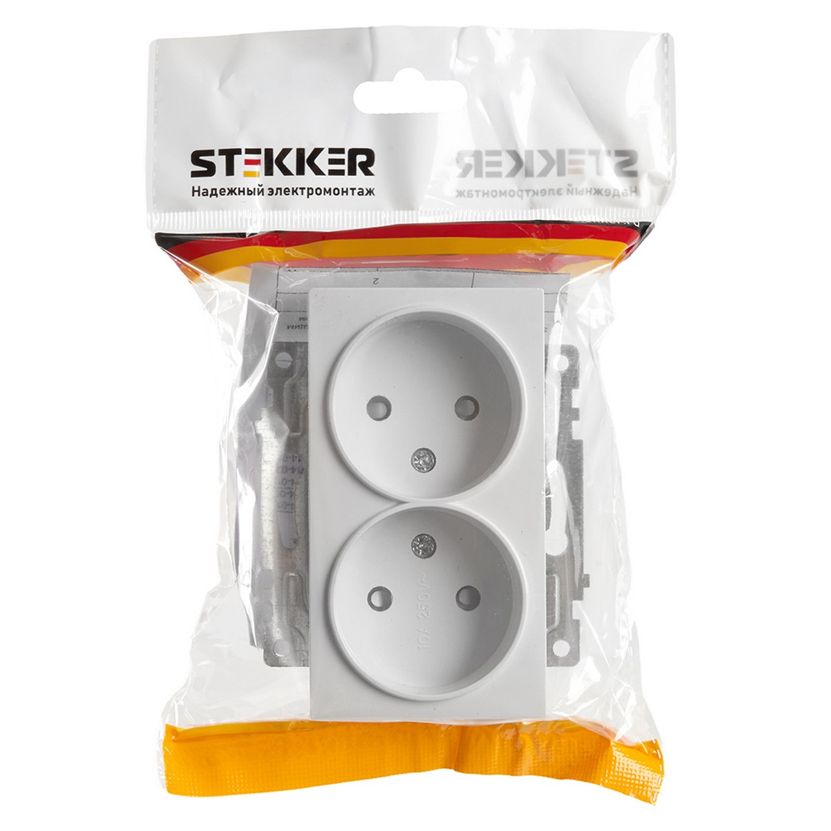 Катрин - Розетки и выключатели Stekker Розетка 2-местная б/з STEKKER GLS10-7113-01 250V 10А с защ. шторкой Катрин белый 39573