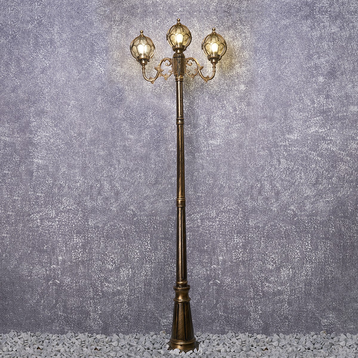 Уличные светильники столб Уличный светильник Feron PL3709 столб круглый 3*60W 230V E27, черное золото 11389 