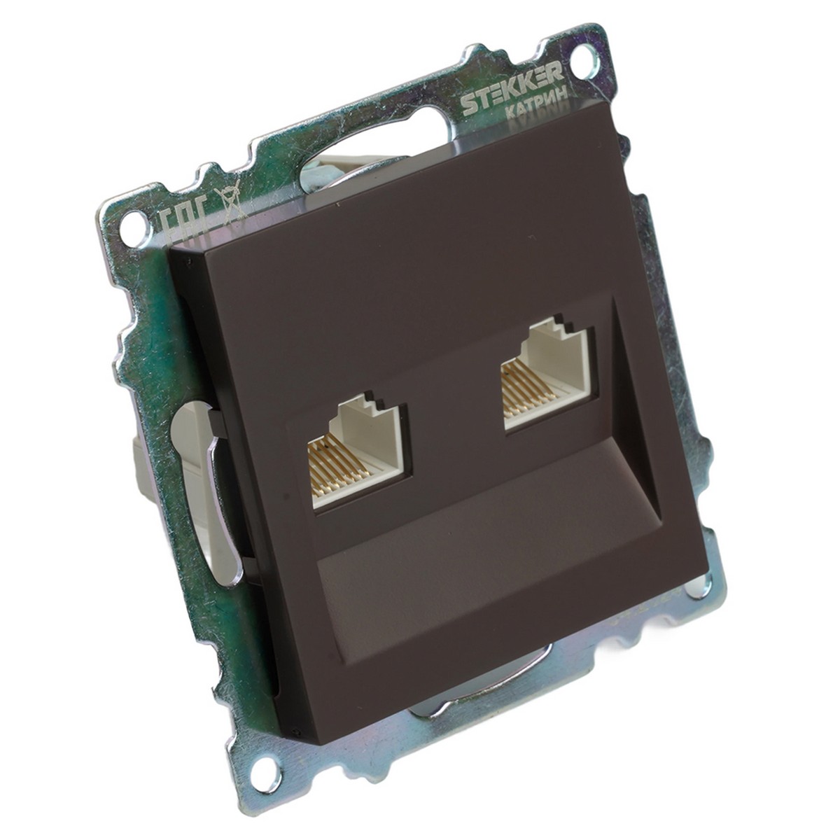Катрин - Розетки и выключатели Stekker Розетка компьютерная 2-местная RJ-45 STEKKER GLS00-7109-04 Катрин шоколад 50006