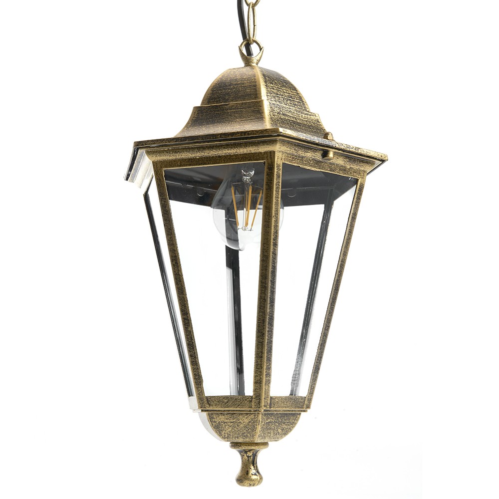 Уличные светильники на цепочке Уличный светильник Feron 6205 шестигранный на цепочке 100W E27 230V, черное золото 11143 